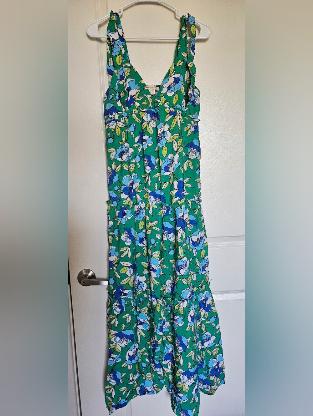 Monteau Los Angelrs Green Floral Sundress with Blue Accents, Size S
